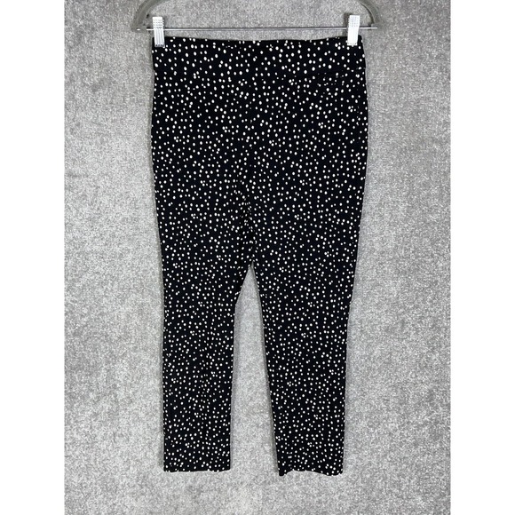 Anne Klein Polka Dot‎ Pull On Cropped Pants Womens Size 2 Stretch Black White - Picture 1 of 11